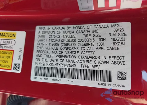 2024 Honda Cr-V Exl from USA, damaged, VIN 2HKRS4H7XRH424540